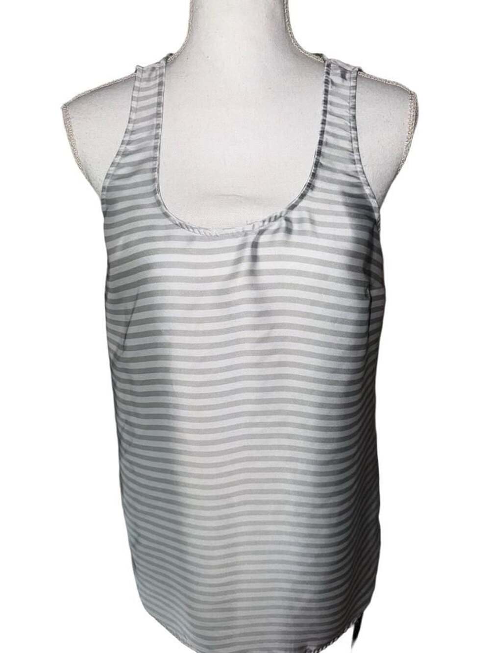 Michael Kors Low Back Modal Tank Striped in Grey Heather, Medium
